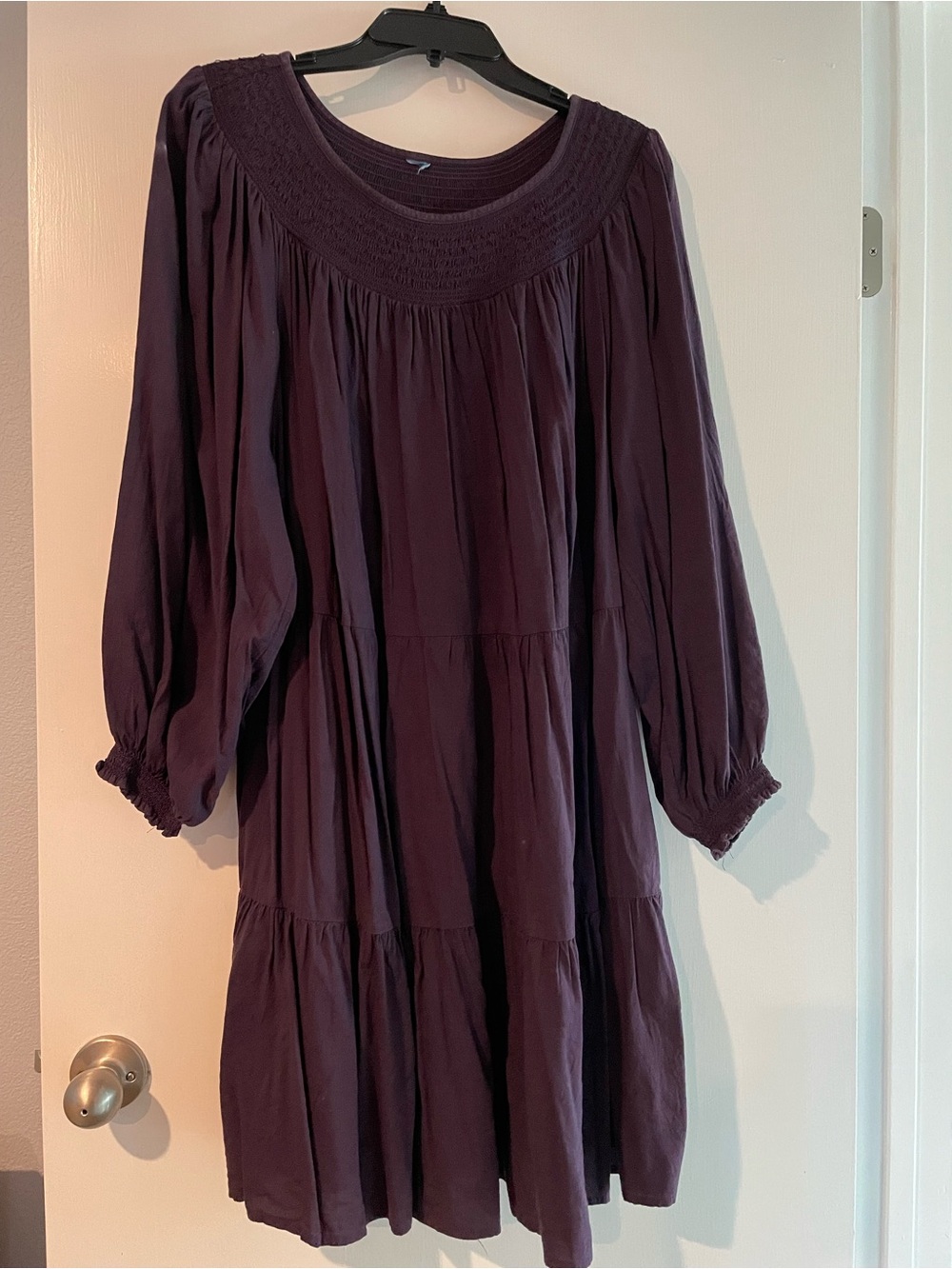 Old Navy Long Sleeve Tiered Peasant Dress - Deep Plum